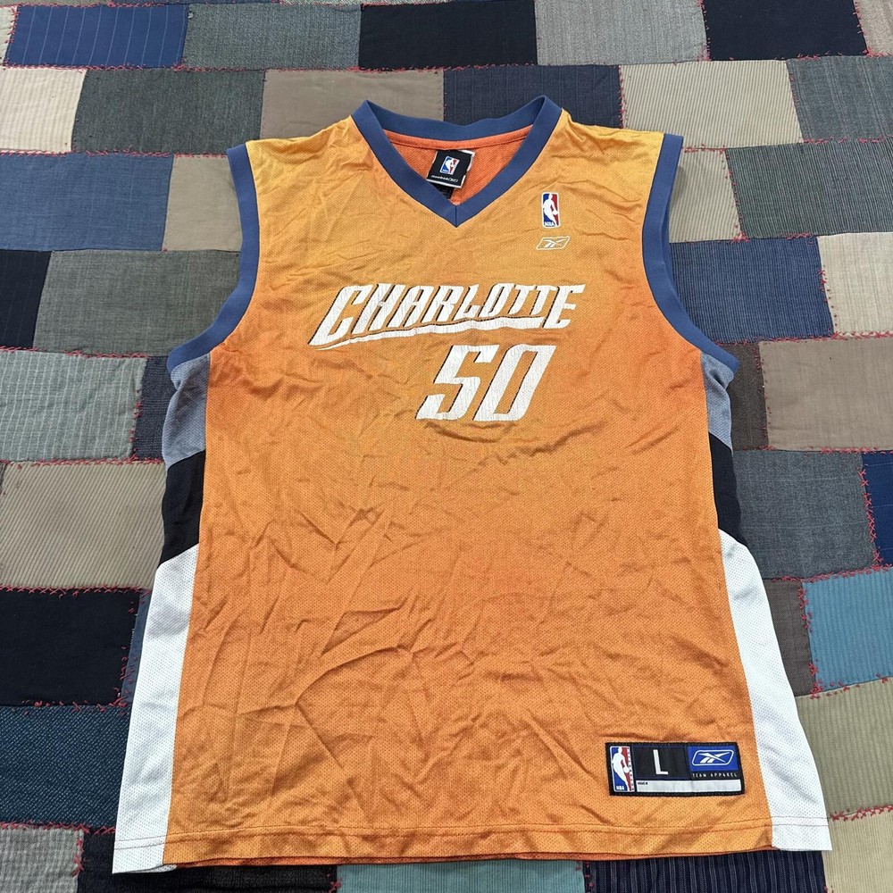 Vintage 90s Charlotte Bobcats Emeka Okafor #50 Reebok NBA Basketball Jersey L