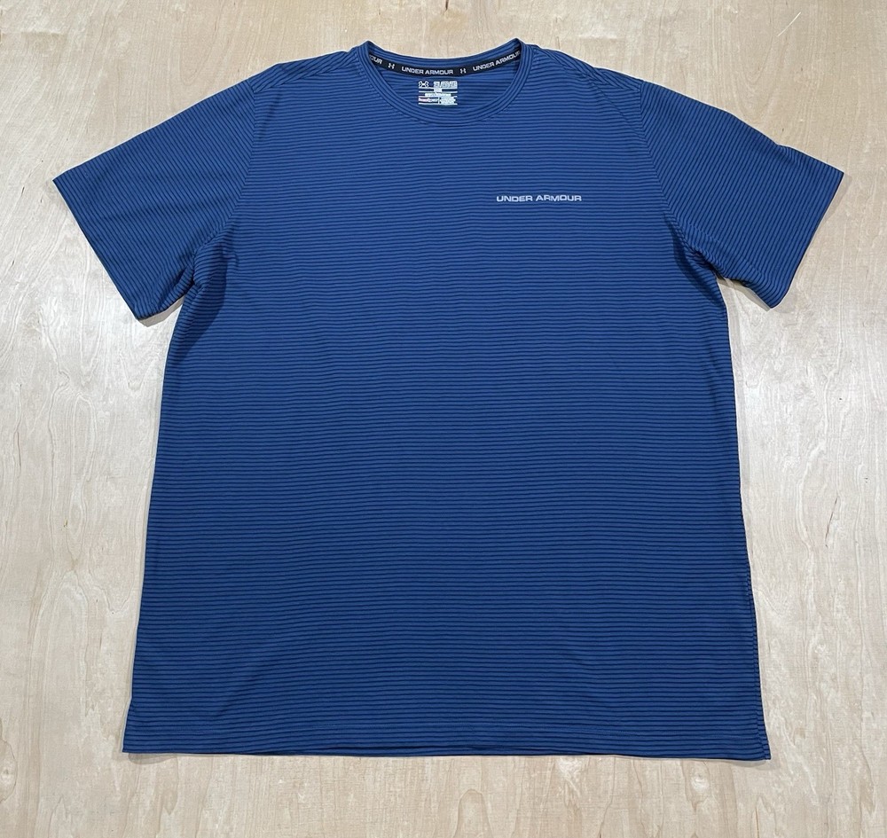 Under Armour Mens 2XL Workout T-Shirt Blue Crew Neck Gym Lightweight
