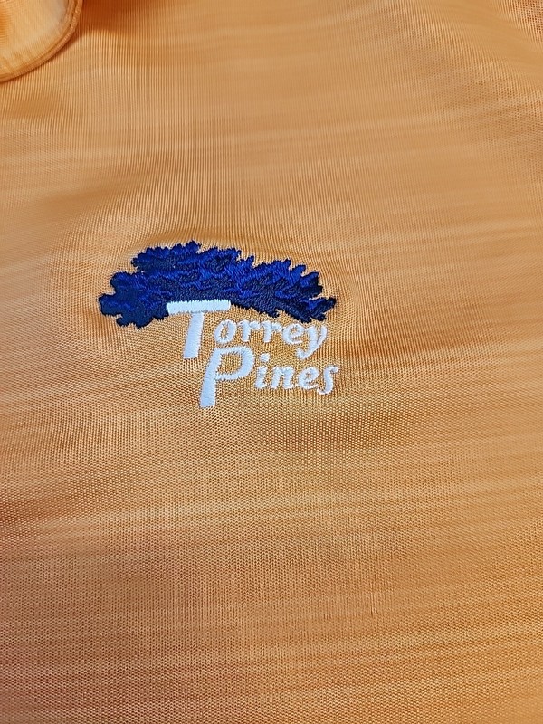 Torrey Pines Logo Orange Ashworth Golf Polo Shirt Mens Large Lightweight Poly gallery