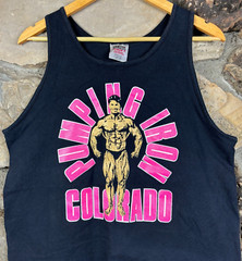 Vintage 90s Pumping Iron Bodybuilding Tank Top Sz Large Oneita Workout Muscle
