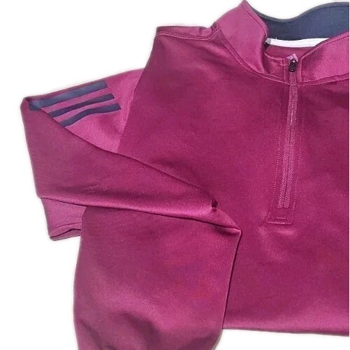 New! ADIDAS-Magenta Poly/Spdx, Mens LS, 1/2.Zip Athletic Pullover Shirt-(L) gallery