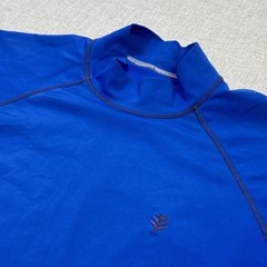 Coolibar Mock Neck Shirt Mens M Blue Short Sleeve Moisture Wicking UV Protection
