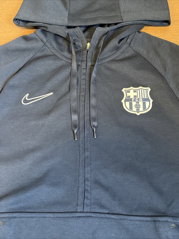 Nike FCB Barcelona Travel Shirt Hoody Jersey Navy Tee GYM Shirt CV9940-451 Sz S gallery