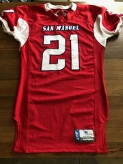 Garb Athletics Custom Mens San Manuel #21 Stitched Football Jersey Red White Med