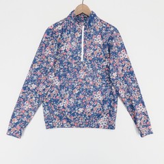 Waggle 1/4 Zip Pullover Mens S Blue Floral Performance Golf Stretch Long Sleeve