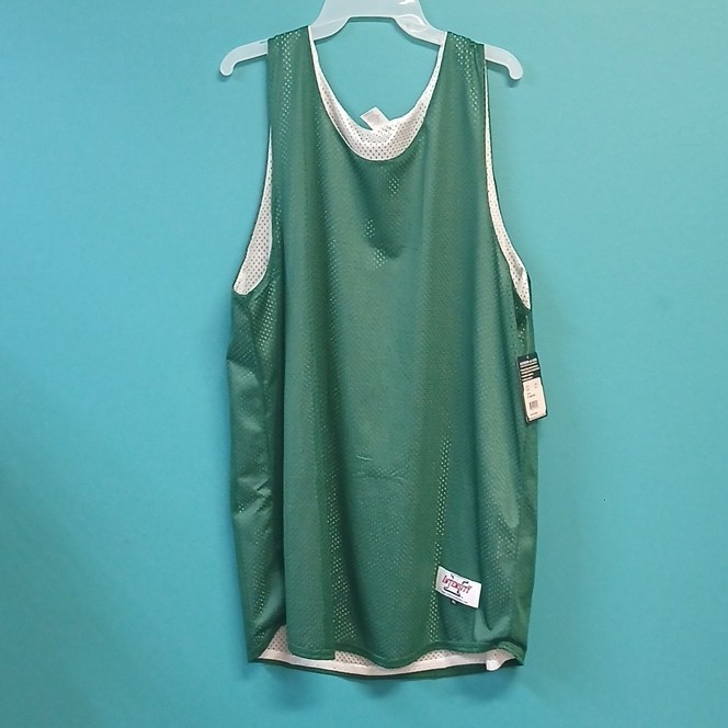 Intensity Moisture Wicking Mesh Dark Green White Men's Basketball Jersey Tank XL