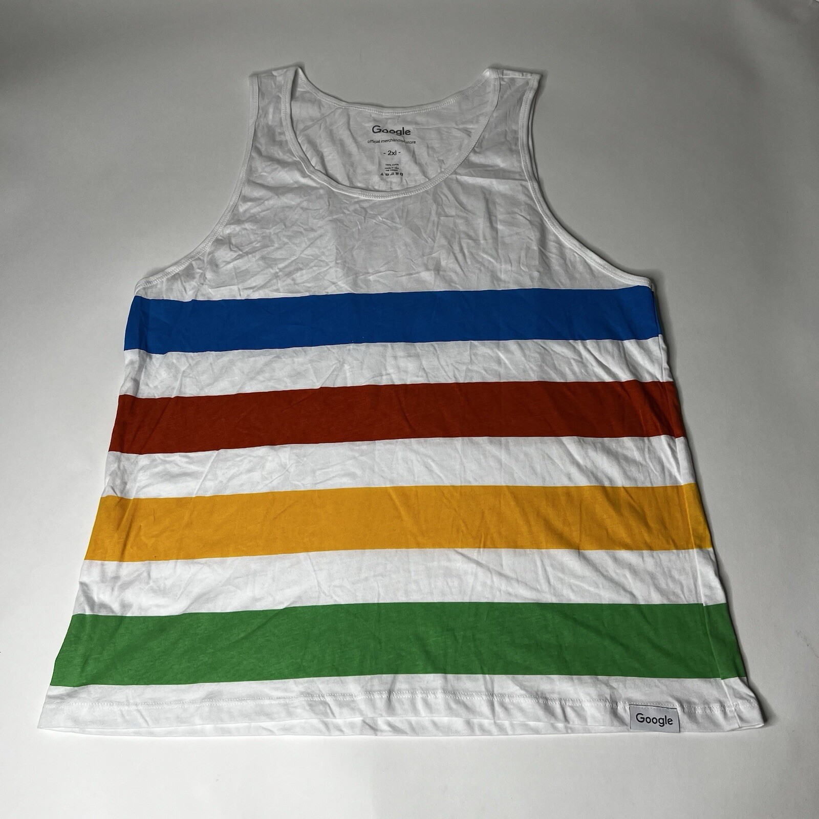 Google Official Merchandise Store White Multicolor Striped Tank Top Men 2XL NWOT gallery