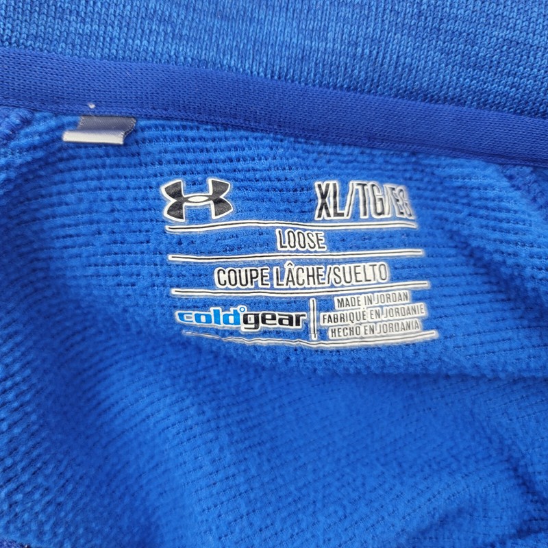 UNDER ARMOUR Mens 1/4 Zip Sweater Sz XL Storm Sweaterfleece BLUE Coldgear Loose gallery
