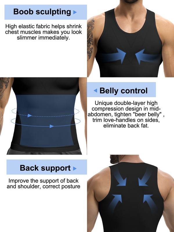 Mens Belly Chest Compression Tank Slim Shaper Tummy Control Underwear Tee gallery