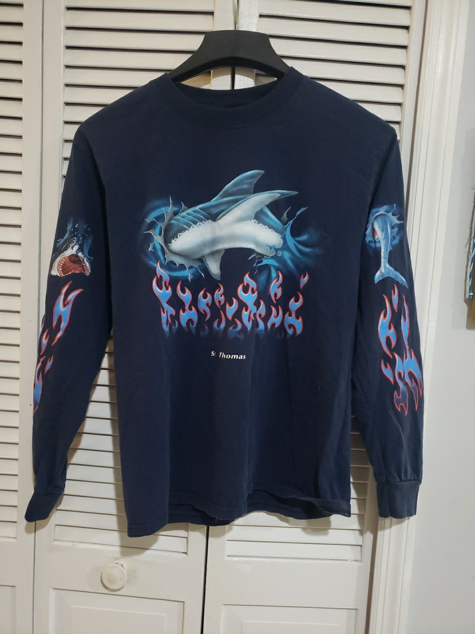 Mens Medium Long Sleeve Shirt - St. Thomas Shark Graphic A65 gallery