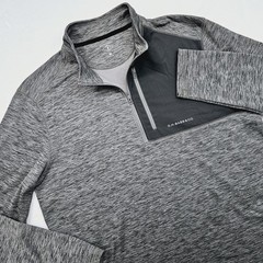 GH Bass Co Mens Medium Quarter Zip Pullover Sweater Outdoors Hiking Gray