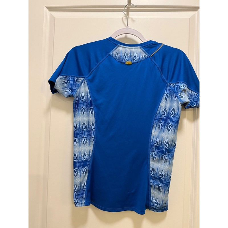 Nike Fit Dry Blue Geometric Pattern Short Sleeve Athletic Training Shirt Mens S gallery