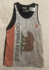 RUDE California Sublimated Tank XS Graphic Print Black Gray Red Green