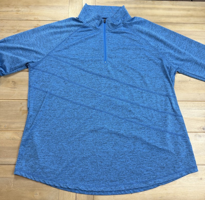 Men’s Blue Quarter Zip Activewear Pullover 2XL Long Sleeve Athletic Workout Top gallery