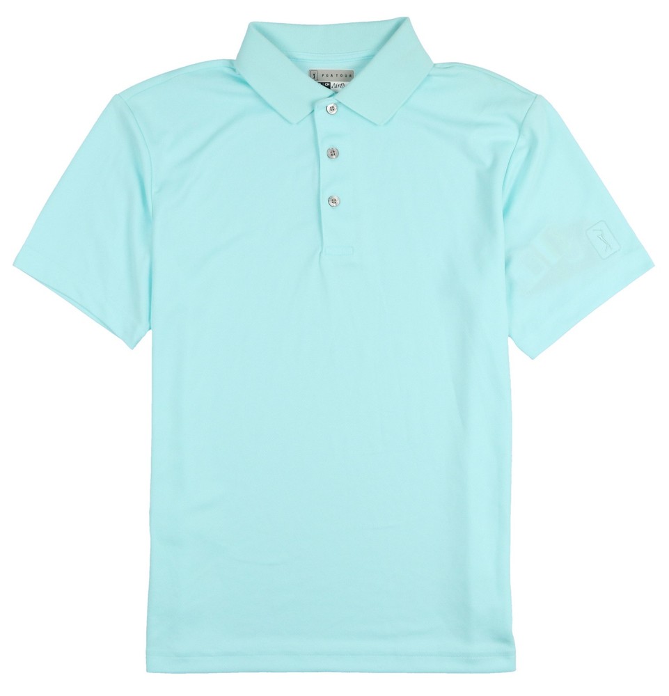 PGA TOUR Airflux Solid Polo Golf Shirt sz S Small Island Paradise Blue