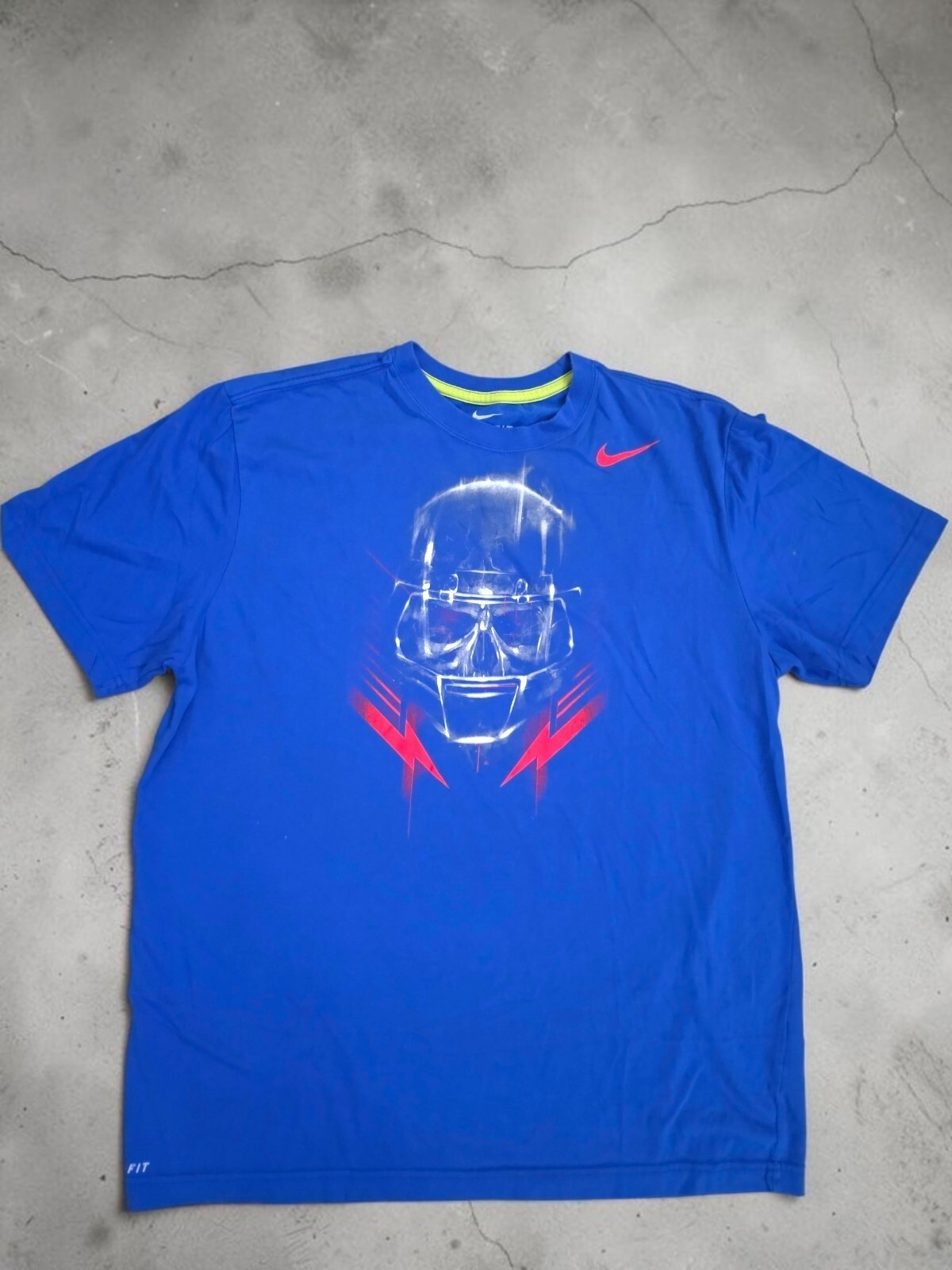 Nike Dri FIT Football Skull Graphic Shirt Blue Performance Tee Men's XL gallery