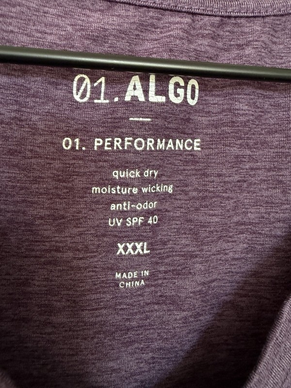 01. ALGO Performance Shirt Quick Dry Anti Odor 3XL V Neck Purple gallery