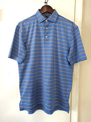 Peter Millar Summer Comfort Blue-Yellow Stripped Men’s Polo Shirt Size S NWOT