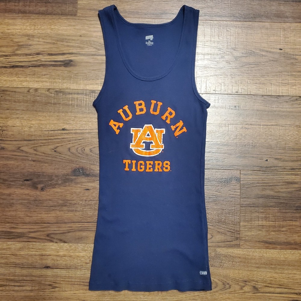 Auburn Tigers Navy Blue Ribbed Tank Top XL Tight Fitting Gym Workout Muscle Shir