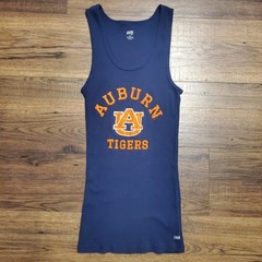 Auburn Tigers Navy Blue Ribbed Tank Top XL Tight Fitting Gym Workout Muscle Shir