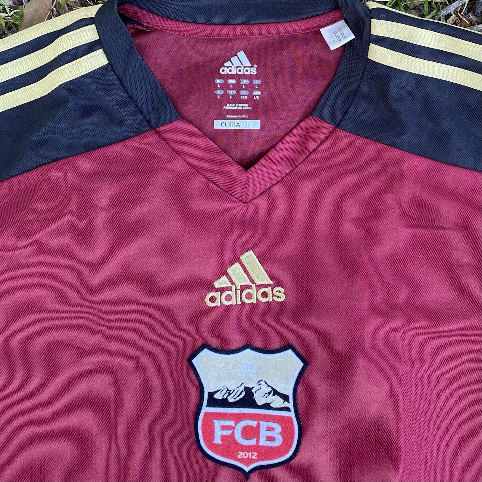 adidas climalite FCB #20 Short Sleeve Jersey L Red/Black/Gold/White Soccer gallery