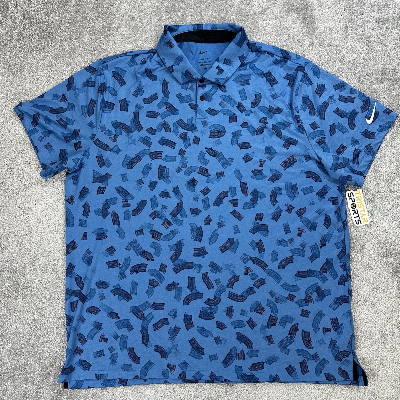 Nike Dri-Fit Tour Golf Polo Shirt Mens Size XXL Blue White AOP FD5739-402 gallery