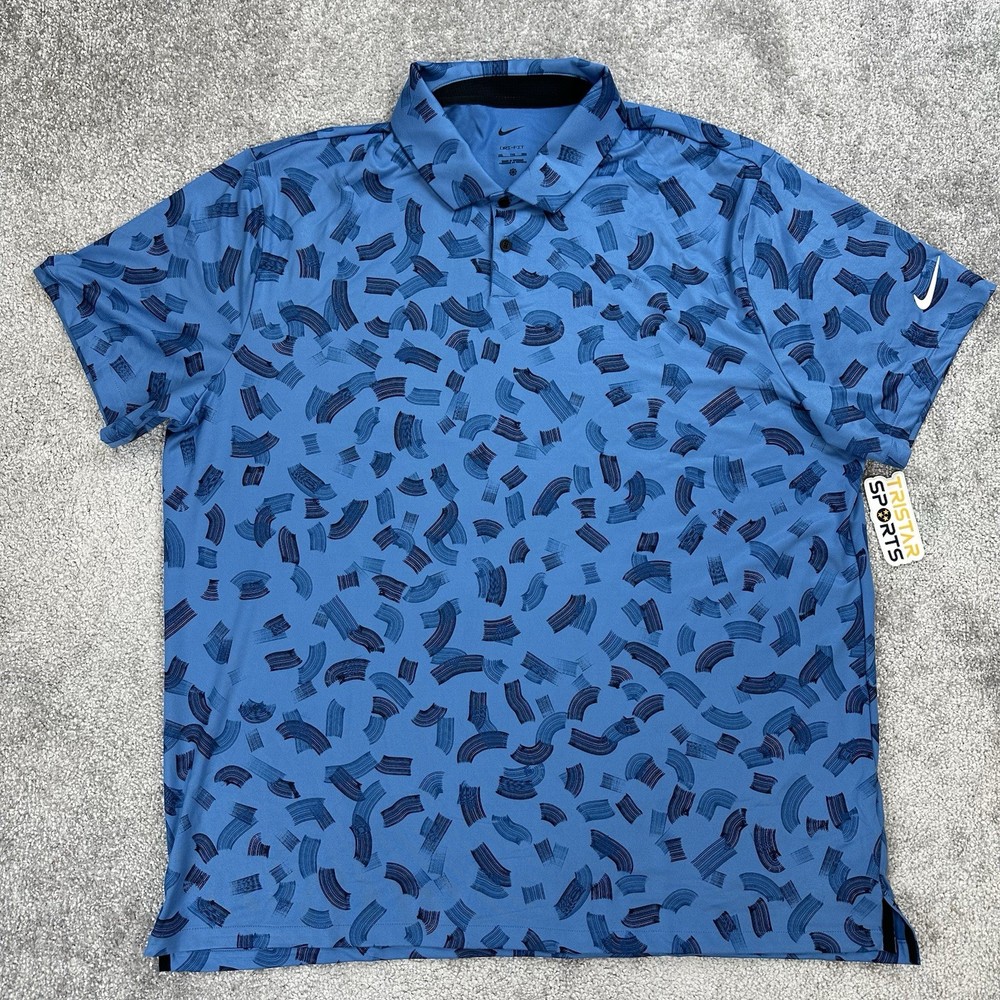 Nike Dri-Fit Tour Golf Polo Shirt Mens Size XXL Blue White AOP FD5739-402