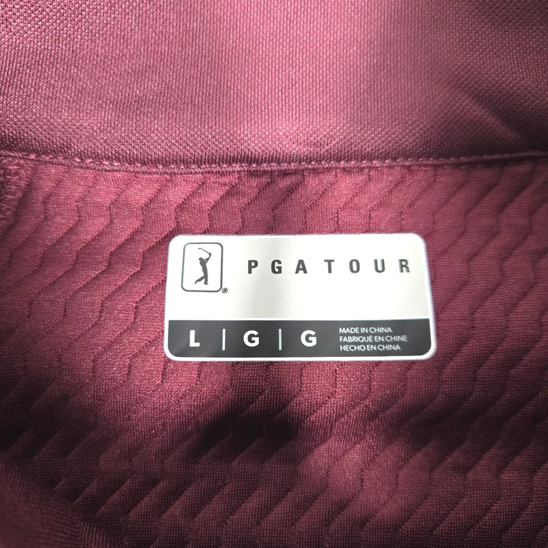 PGA Tour Men's Large Golf Thermal Stretch Burgundy 1/4 Zip Pullover Jacket New gallery
