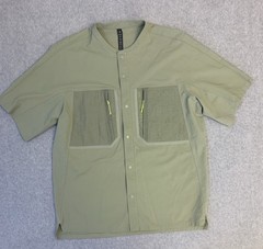 Lululemon Performance Shirt Mens M Snap Green Activewear Hiking Zip Pockets