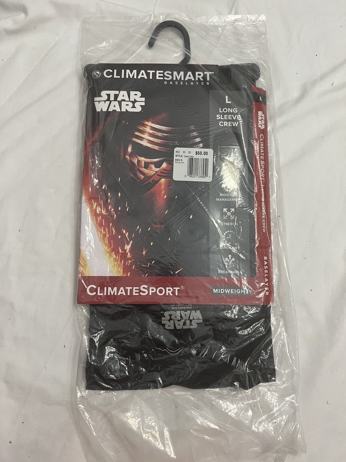 NWT! OFFICIAL STAR WARS CLIMATESMART BASELAYER LONG SLEEVE CREW SHIRT! Large Blk gallery