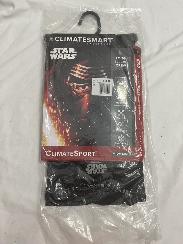 NWT! OFFICIAL STAR WARS CLIMATESMART BASELAYER LONG SLEEVE CREW SHIRT! Large Blk gallery
