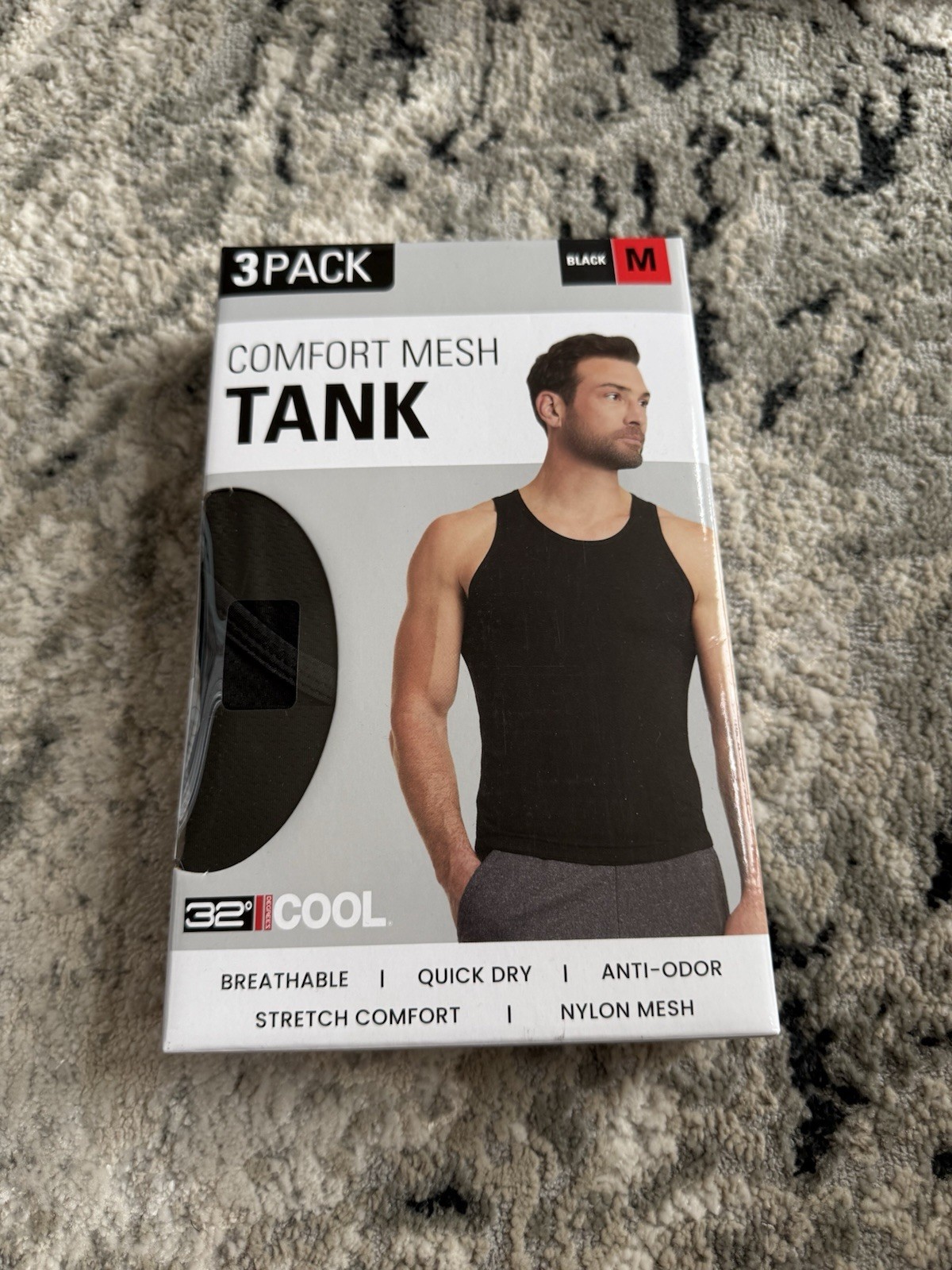32 Degrees Cool Men's Comfort Mesh Tank, 3-Pack | Black | Medium gallery