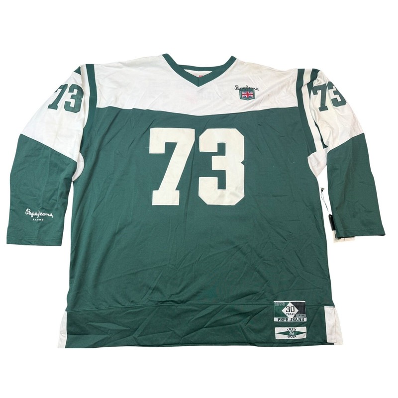 VTG Pepe Jeans London 30 Years Anniversary Football Jersey Top 3XL Green White gallery