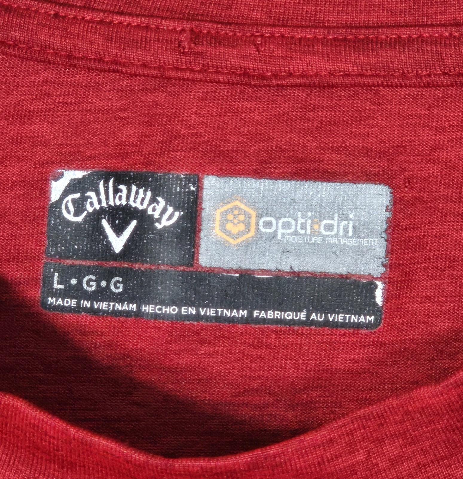 Callaway Opti-Dri Short Sleeve Performance Tee Red Golf Shirt Men's Size Large gallery