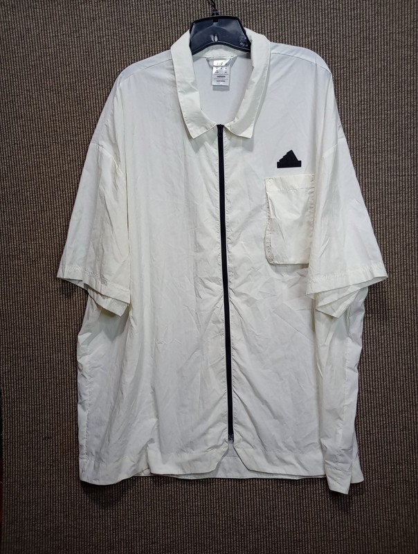 Adidas City Escape Q2 Shirt Mens 2XL White Full Zip Windbreaker Short Sleeve gallery