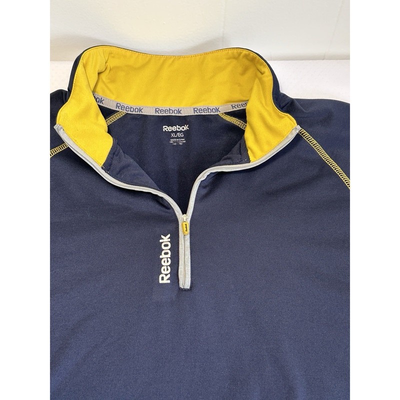Reebok Pullover XL/EG Long Sleeve Training Top Navy Blue Gold Trim gallery