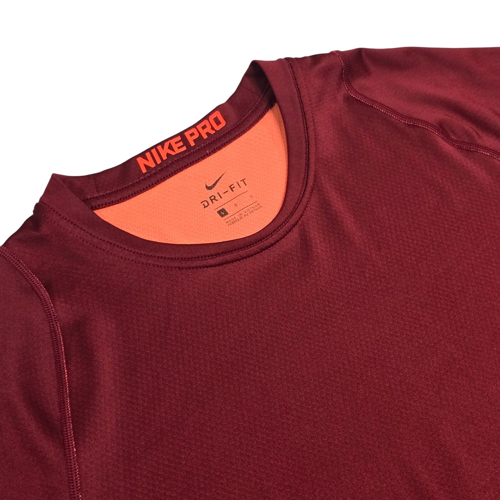 Nike Pro Dri-FIT Shirt Mens Large Burgundy Short Sleeve Compression Training Top gallery