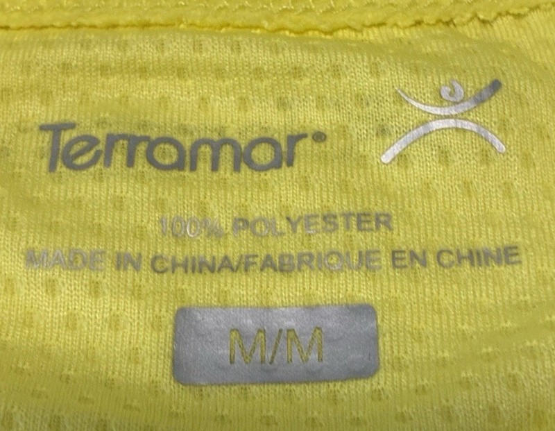 NWT Terramar Sports Men's Medium Neon Yellow Helix Performance Mesh Tee gallery