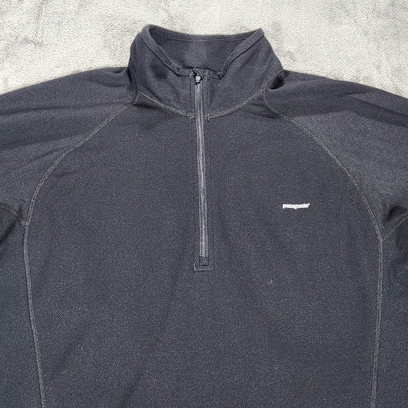 Patagonia Capilene Pullover Mens Large Black Quarter Zip Long Sleeve Base Layer gallery