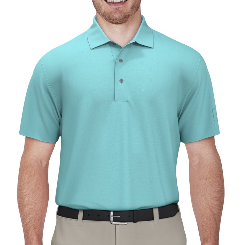 PGA TOUR Airflux Solid Polo Golf Shirt sz S Small Island Paradise Blue gallery