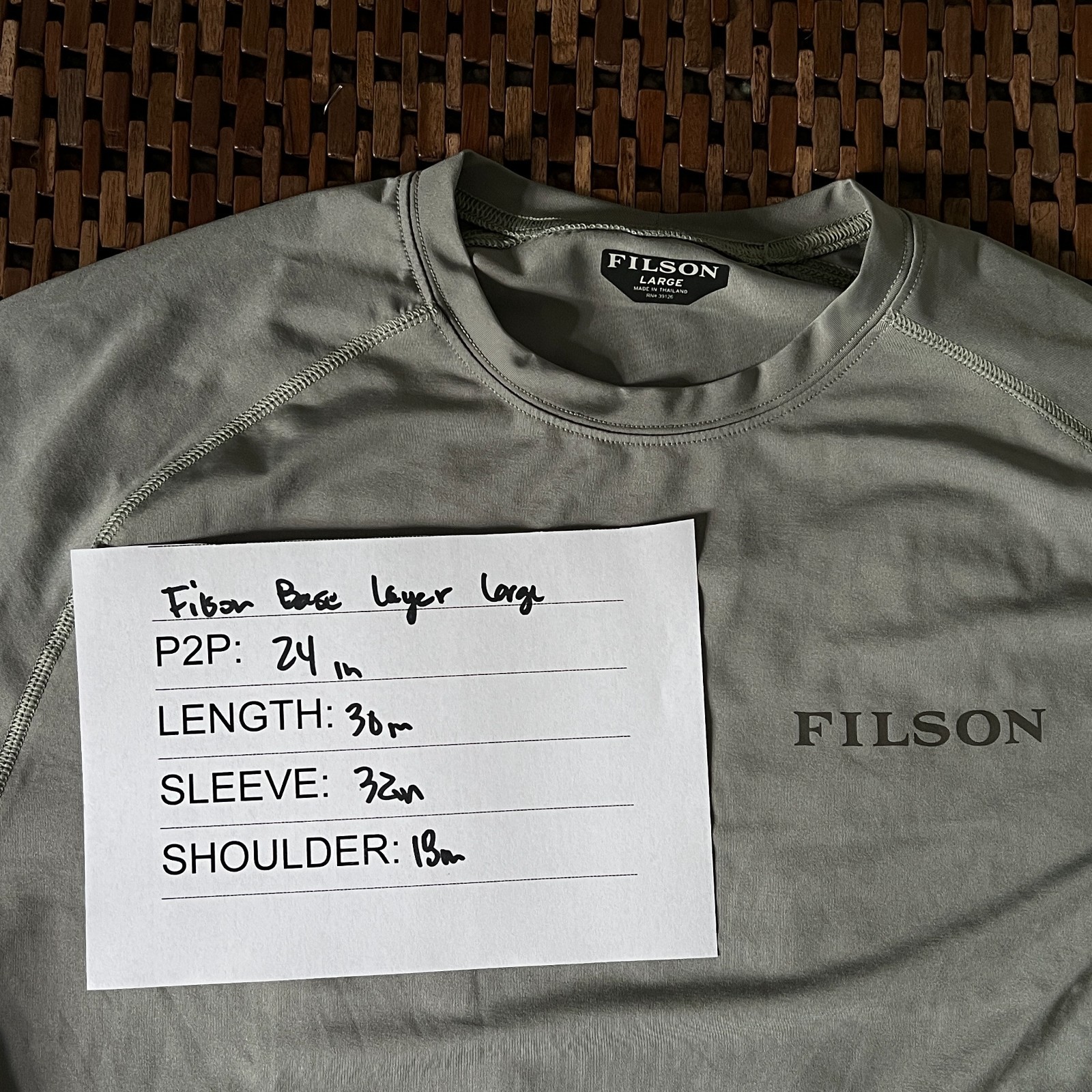 CC Filson Performance Stretch Base Layer Crew Neck Graphic Print Green Large L gallery
