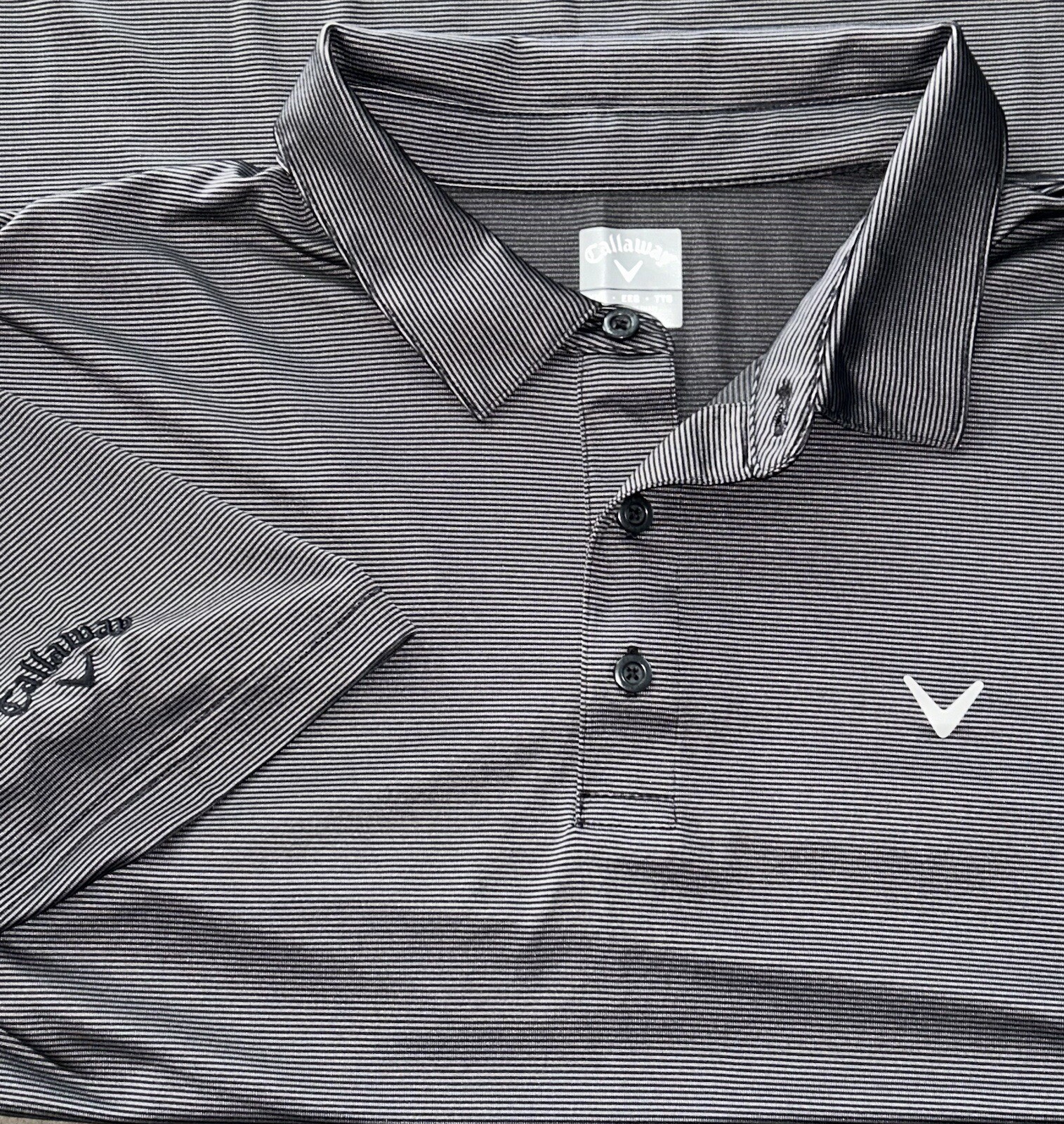 Callaway Performance Stretch Golf Polo Shirt Striped Gray Mens Sz 2XL XXL gallery