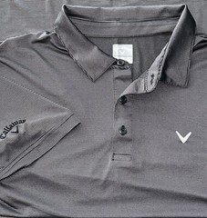 Callaway Performance Stretch Golf Polo Shirt Striped Gray Mens Sz 2XL XXL