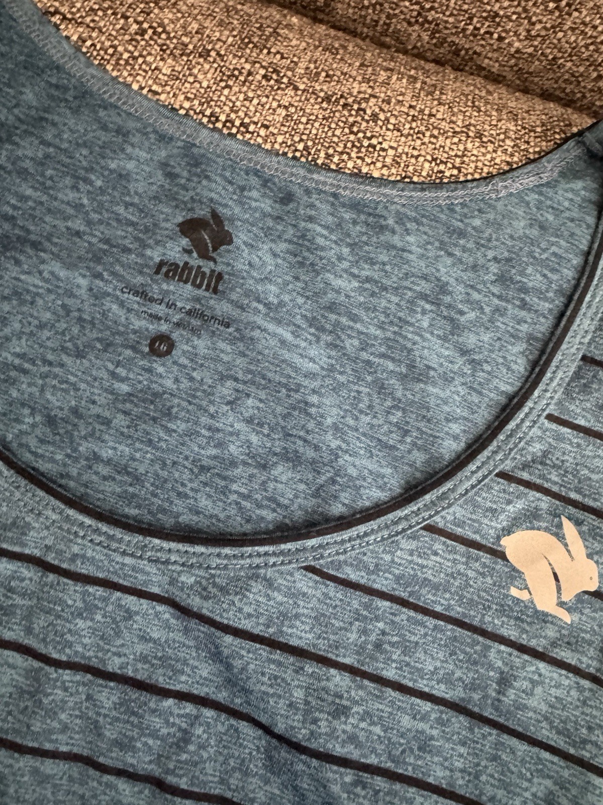 rabbit Men’s L Blue/Black Striped Running Tank Scoop Neck Polyester Sleeveless gallery