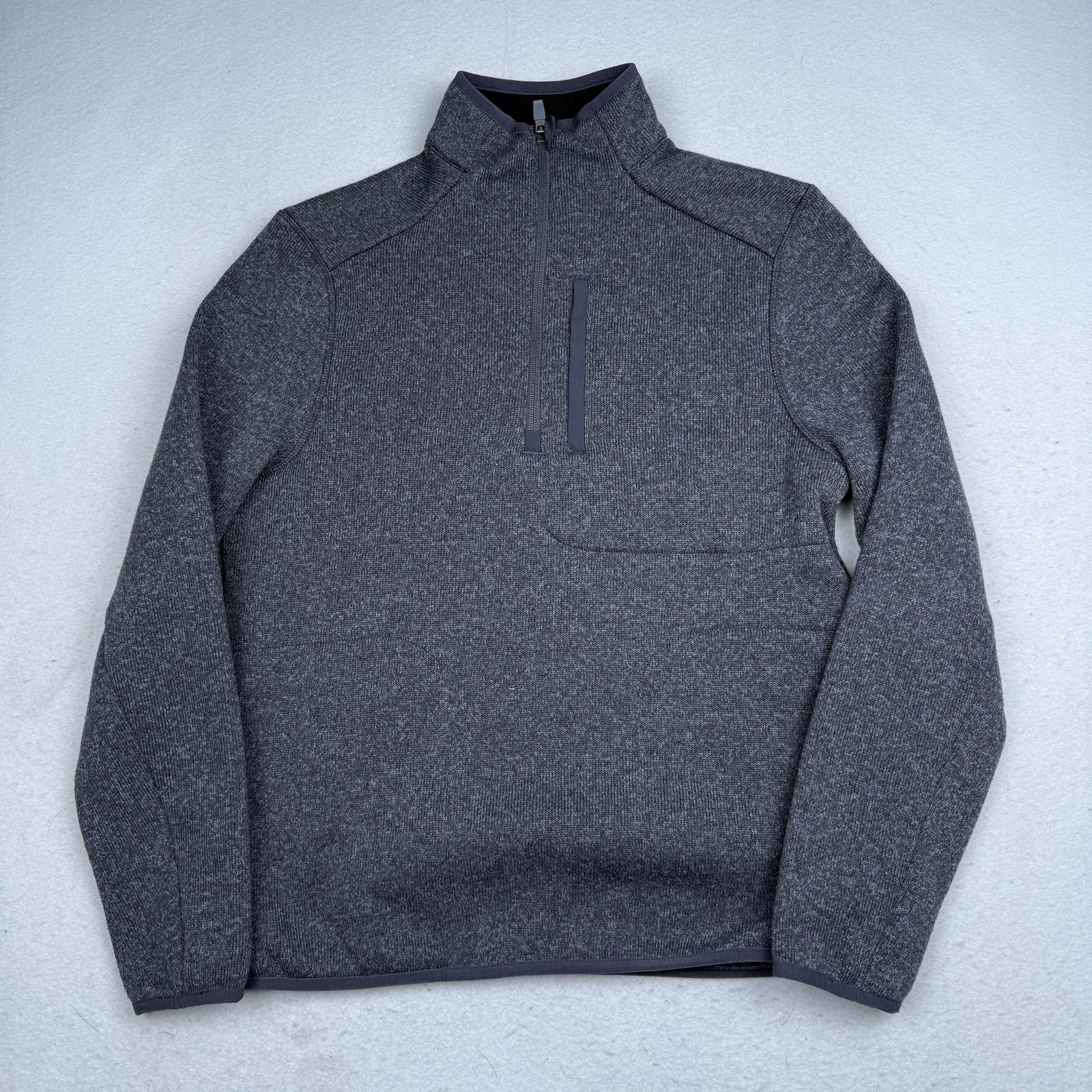 FIGS Pullover Mens Medium Gray 1/4 Zip Long Sleeve Fleece Mock Neck Stretch gallery