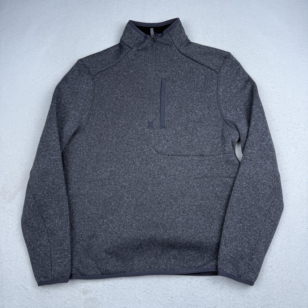 FIGS Pullover Mens Medium Gray 1/4 Zip Long Sleeve Fleece Mock Neck Stretch