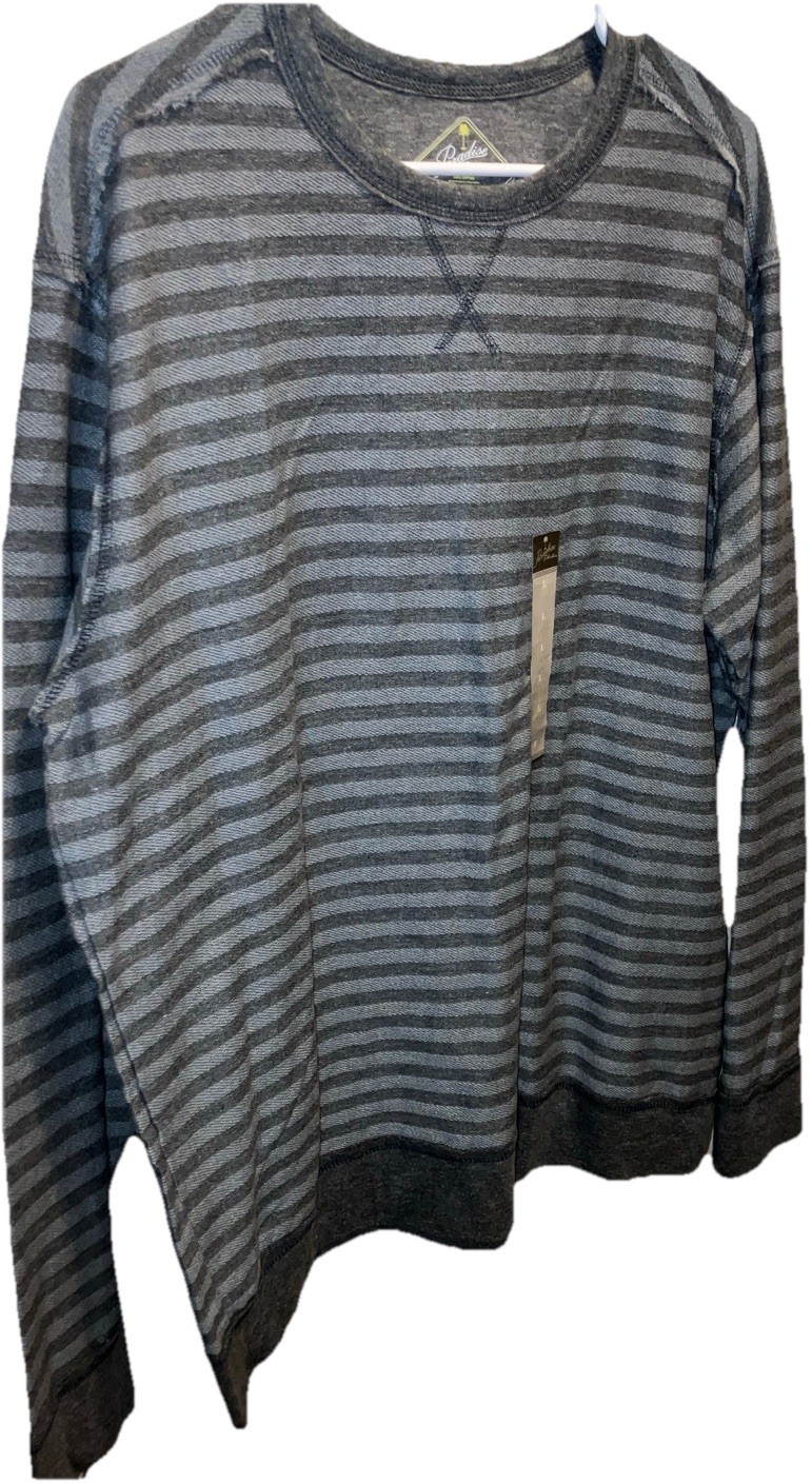 Paradise Collection Long Sleeve Knit Shirt Two Tone Gray Striped Large New gallery