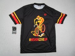 Giordana Tech Tee Shirt Mens XL Black Cycling #NeverGiveUp Cancer Journeys Italy