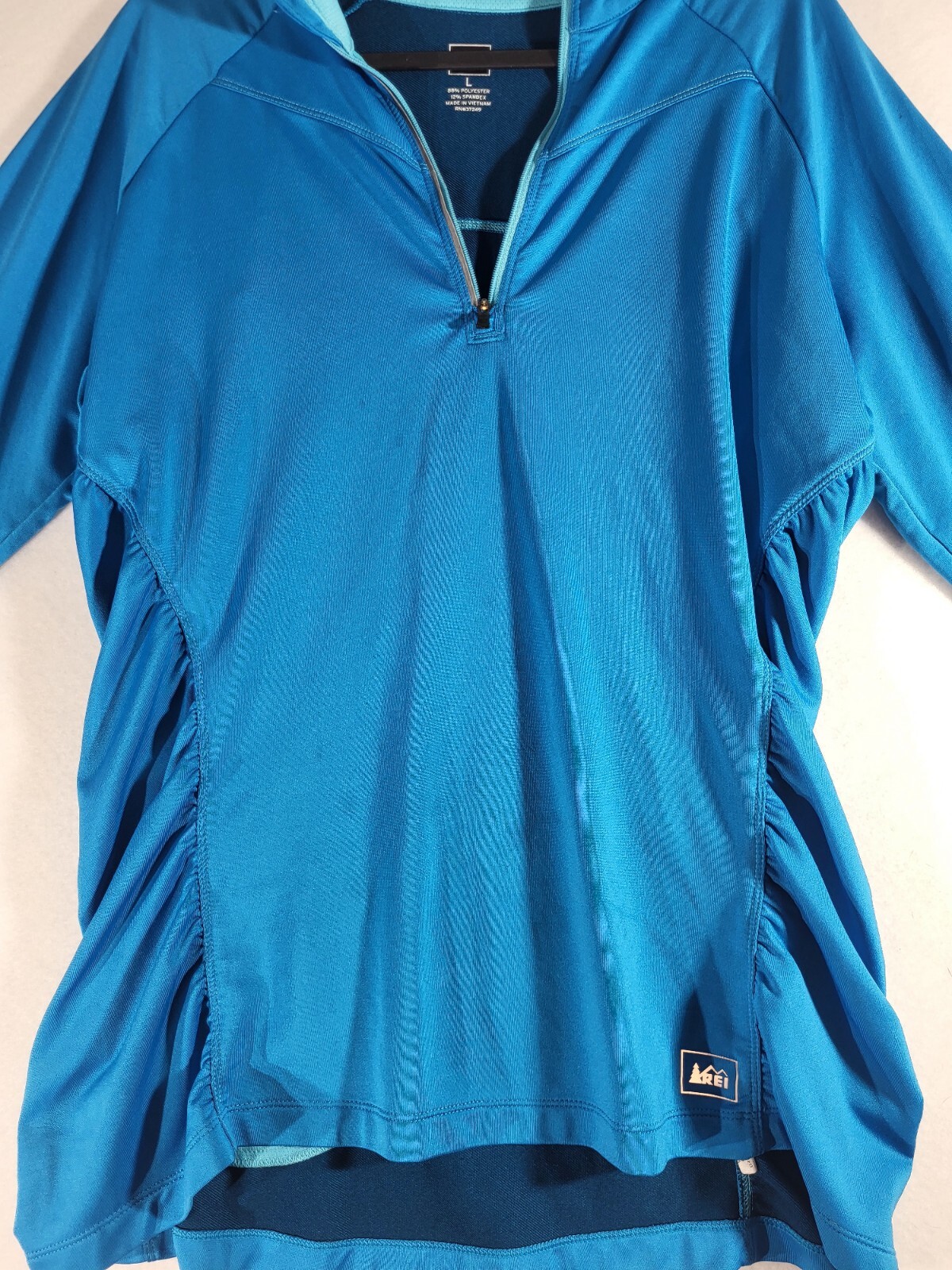 REI Shirt Men's Large Preformance Quarter Zip Long Sleeve Logo Blue gallery