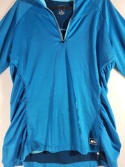 REI Shirt Men’s Large Preformance Quarter Zip Long Sleeve Logo Blue